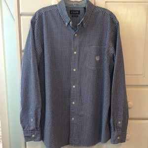 Chaps Easy Care blue checkered long-sleeved shirt